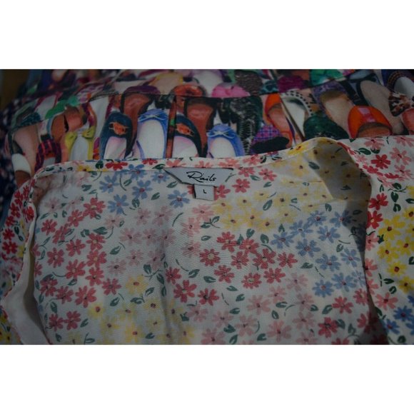 RAILS Helena Large Crepe Mini Dress Floral Button Front Flower Meadows White - Picture 5 of 7